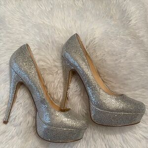 ALDO SILVER SILVER GLITTER PUMPS